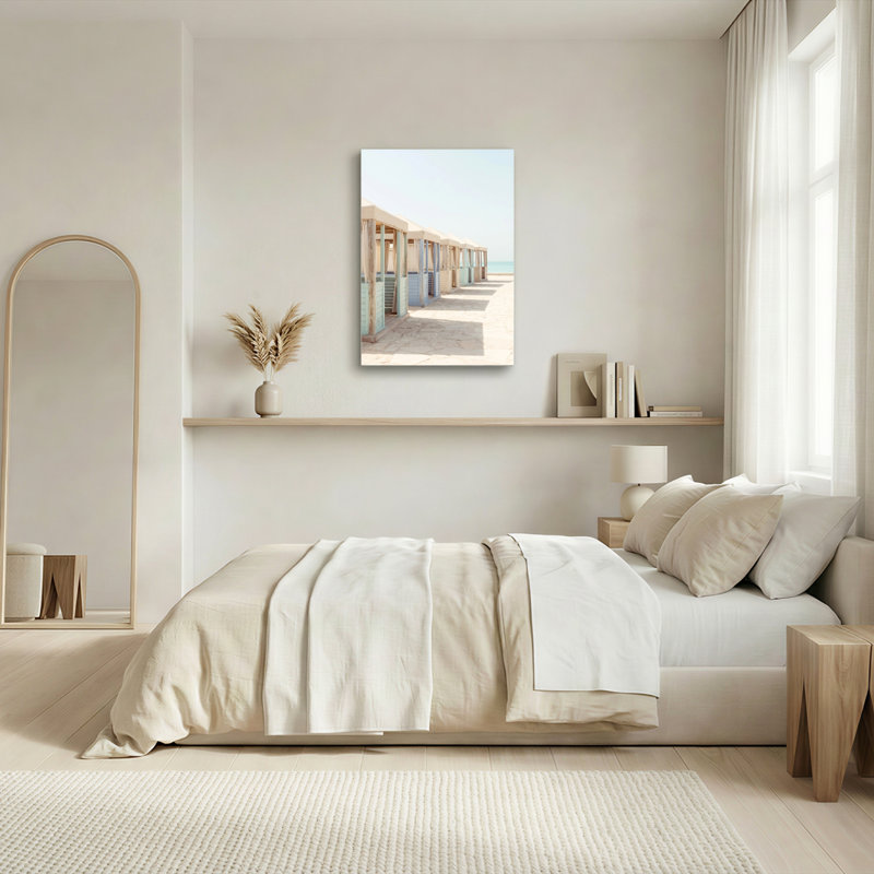 Art mural sur toile Gallery Wrap pour le salon, la chambre à coucher, le bureau ou le vestibule - Décoration murale décorative avec cabanes de plage