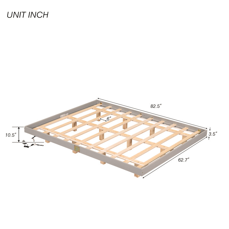 Barcroft Platform Bed with LED Lights, Gray, Queen