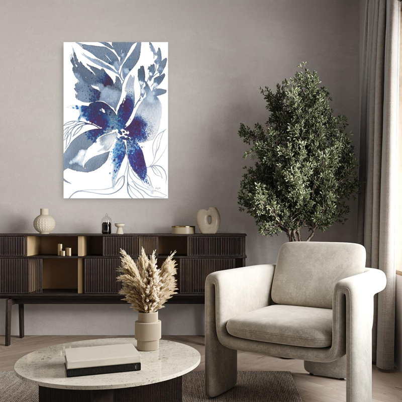 Beauté de l'art abstrait bleu contemporain, H 36 po x l 24 po