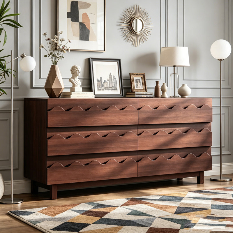 Commode 6 tiroirs 60 po, Walnut