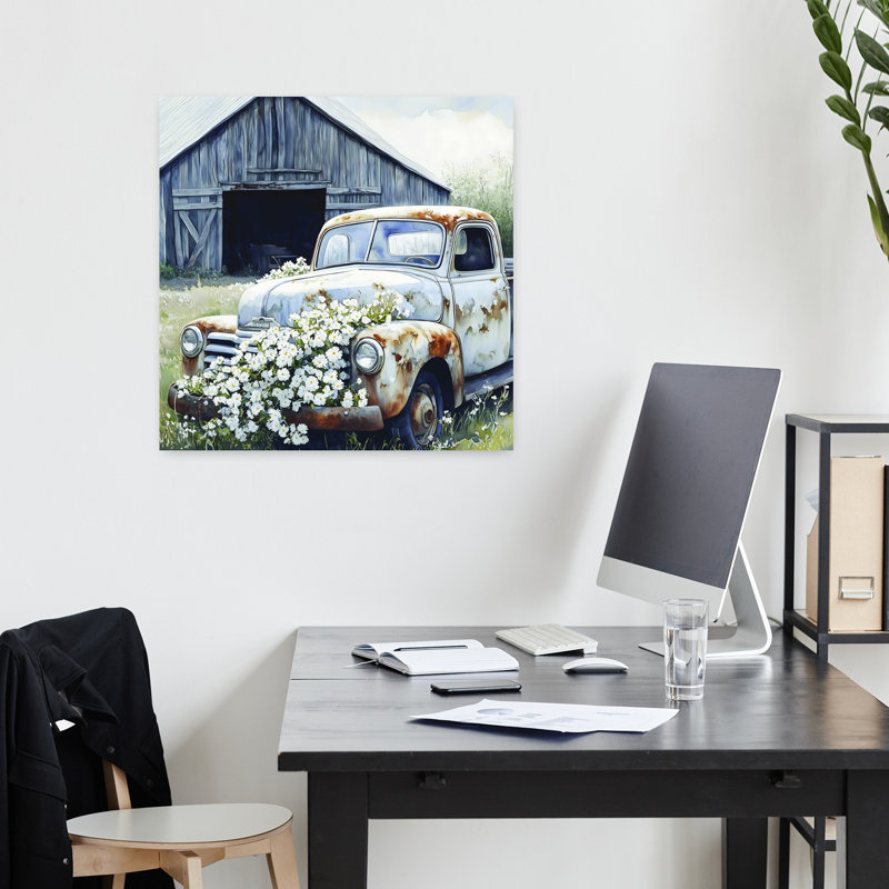 Art contemporain contemporain, paysage abstrait rétro rustique, H 18 po x l 18 po
