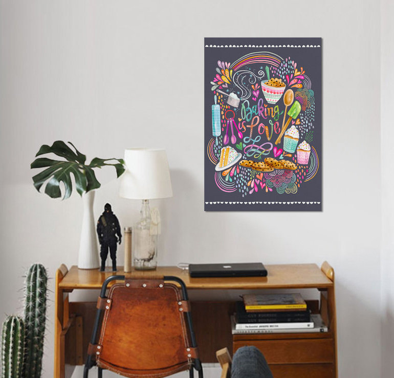 «Bake Is Love», reproduction d'impression sur toile tendue, H 40 po x l 26 po x P 1,5 po, Toile tendue, Pas de tapis