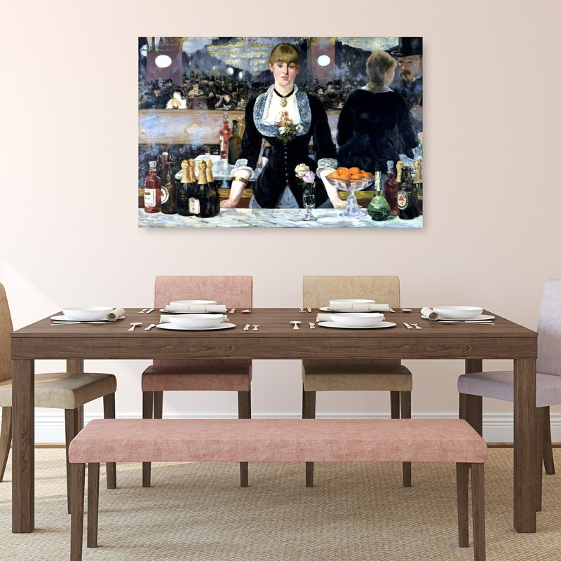 Bar at the Folies Bergeres, reproduction d'art murale classique contemporaine, 32" H x 48" W