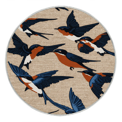 Washable Barn Swallow Birds Area Rug