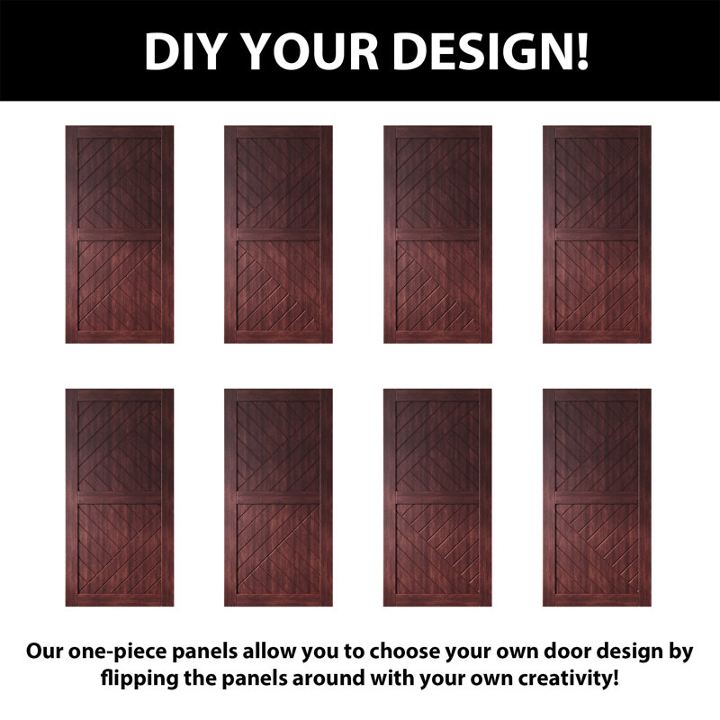 Portes de grange à motif géométrique non assemblées et finies en acajou rouge double 48 po x 80 po Homacer, 48" x 80"