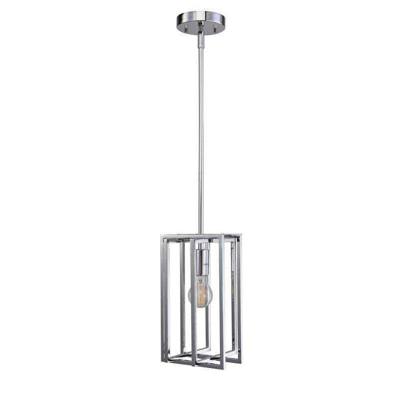 Luminaire suspendu simple à 1 lumière Kealan, Chrome