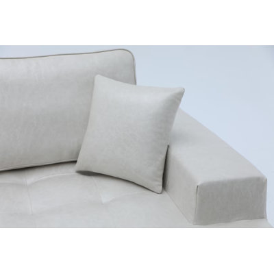Canapé modulaire en L en similicuir avec compression, canapé de chaise de coin réversible à 4 places, canapé modulaire extensible sans assemblage avec mousse de polyuréthane résiliente haute densité, beige pour salon