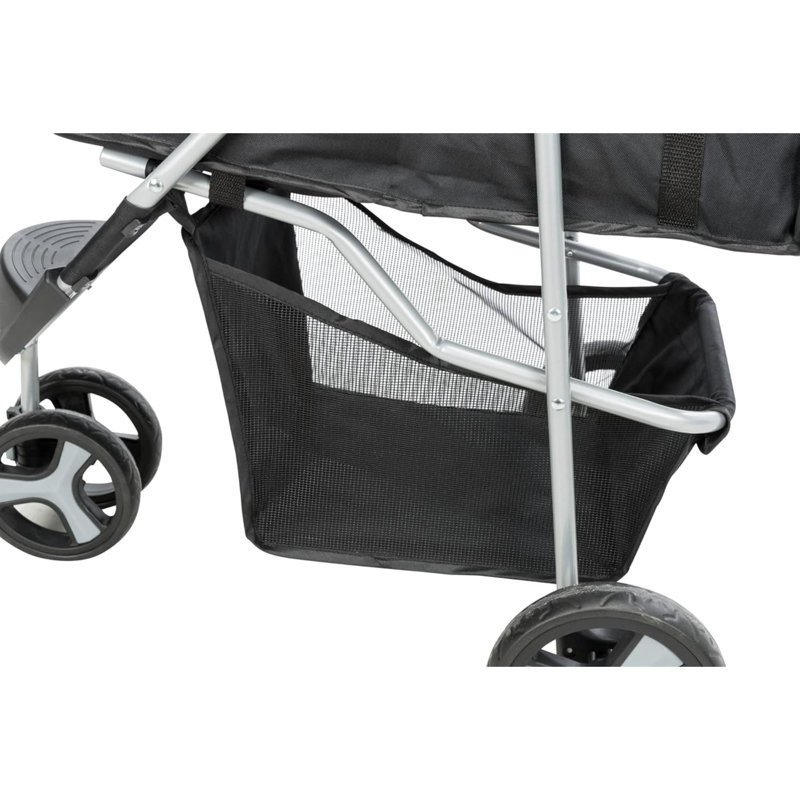 Black Foldable Pet Stroller with Weather Cover and Storage