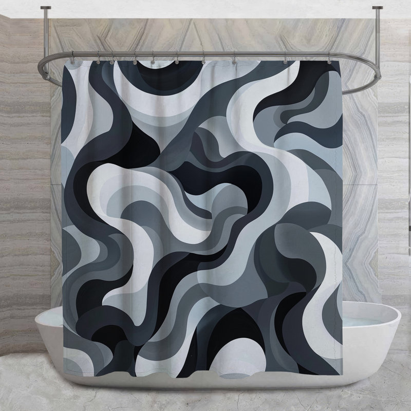 Rideau de douche Abstract Waves - Abstract Modern Decor, H 93 po x l 70 po