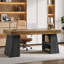 Bureau d'ordinateur de 55 po avec tablettes de rangement et tiroir, grand bureau à domicile en bois avec double base trapézoïdale-2109959267