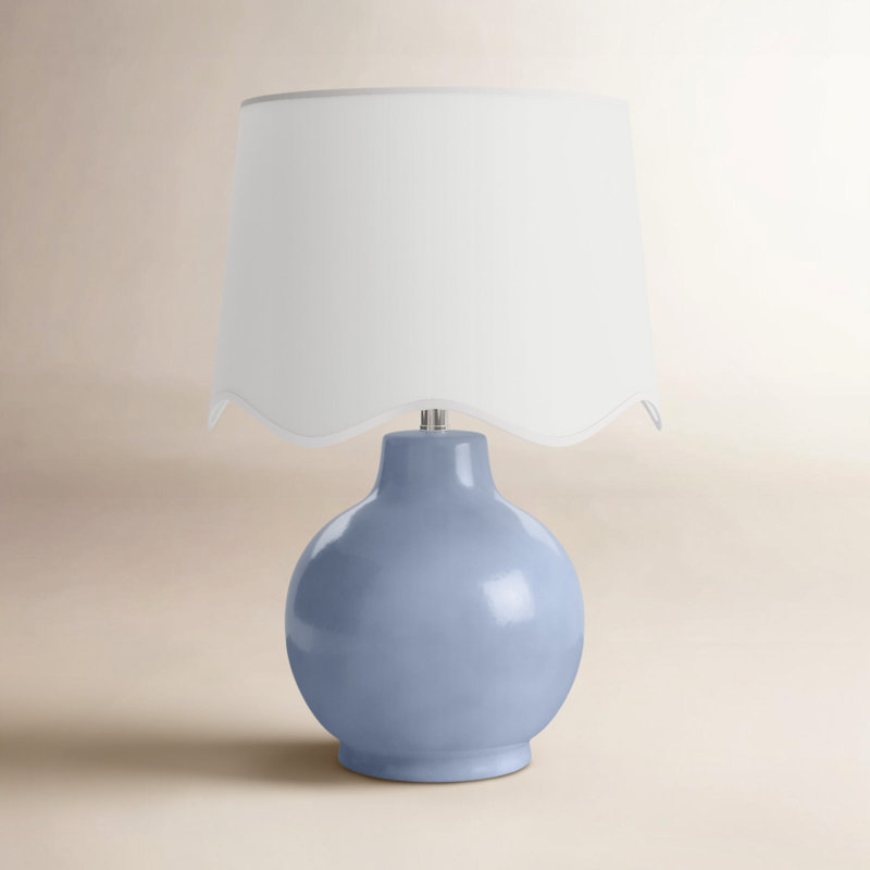 Lampe de table Maura, Bleu, Blanc, H 22 po x l 15 po x P 15 po