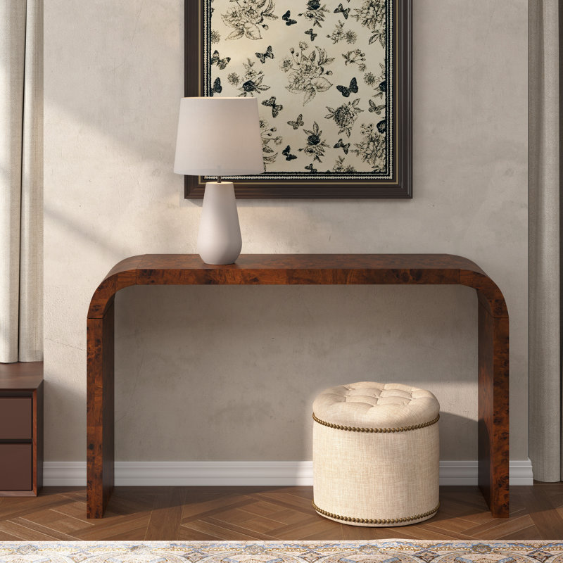 Jaxom 52" W Burlwood Console Table, Walnut