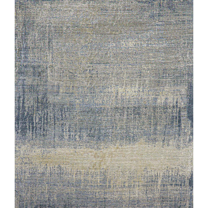 Tapis bleu / rouge / beige noué à la main de haute qualité, Rectangulaire 8 pi x 10 pi