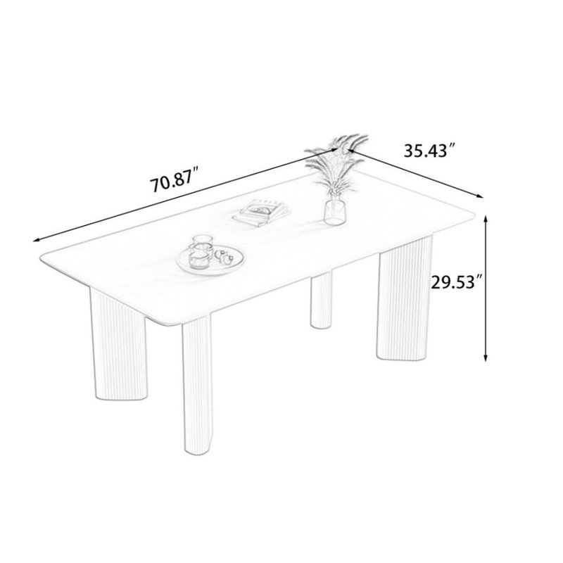 Plateau de table rectangulaire blanc en pierre frittée blanche avec table de salle à manger en fer
