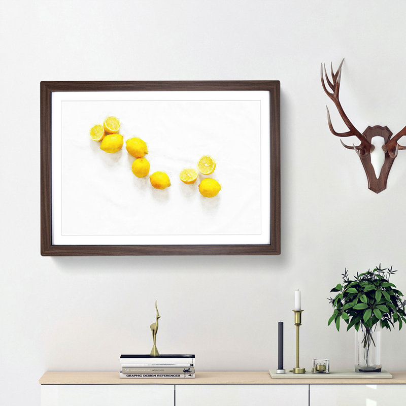 Lemon Fruit - Picture Frame Graphic Art Print, 33cm H x 45cm W x 2cm D, Walnut Framed