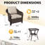 Ensemble de conversation de patio en osier 3 pièces 3 pièces avec coussins en oléfine beige et 2 fauteuils d'extérieur fixes-2105571337