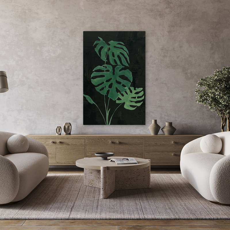 Palmier botanique I noir - art botanique noir frondes vert, H 48 po x l 32 po