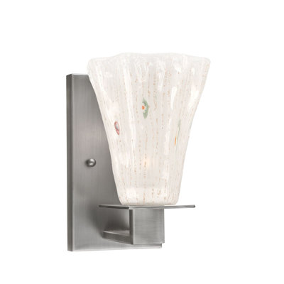Apollo Wall Sconce Shown In Graphite Finish With 5.5" Fluted Frosted Crystal Glass