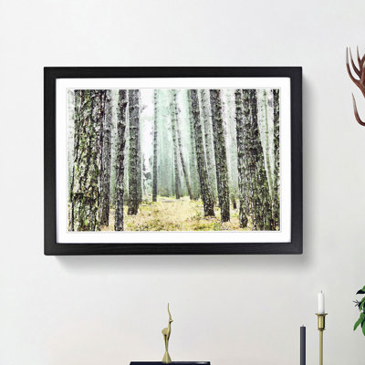 View of a Pine Tree Forest - Picture Frame Painting Print
