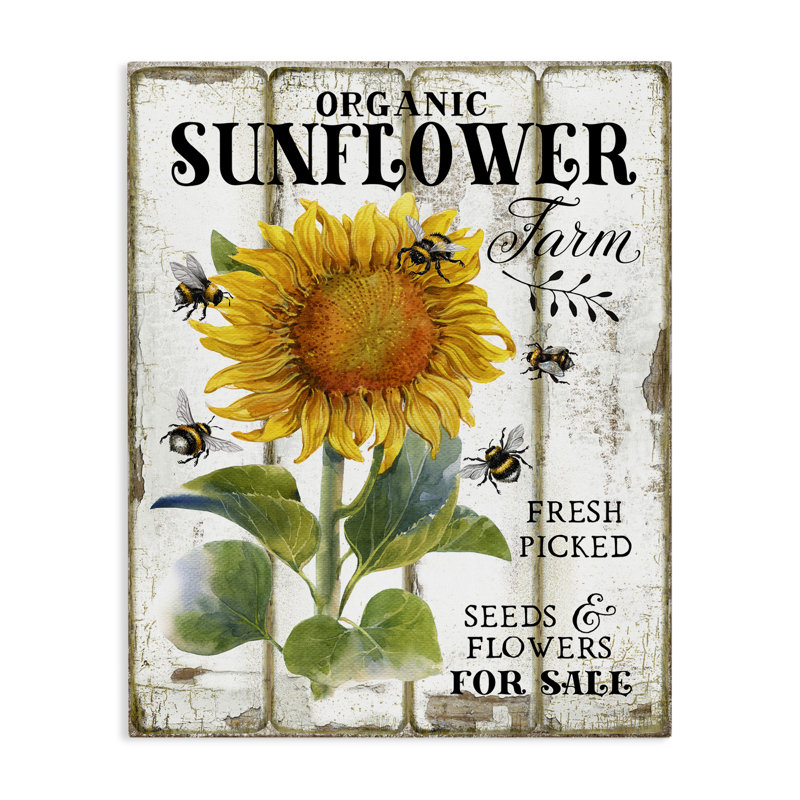 Art mural biologique sur toile de tournesol biologique par Creatif Belle bp-619_CN, H 40 po x l 30 po