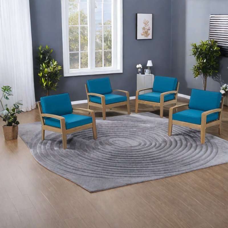 Chaises d'appoint modernes en bois d'acacia, revêtement gris pour la cour