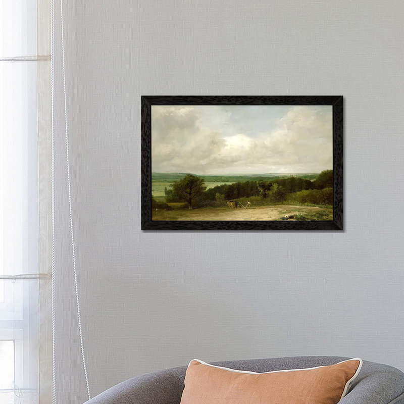 Wooded Landscape With A Ploughman by John Constable - Print on Canvas, Black Framed, 101.6 cm H x 66.04 cm W