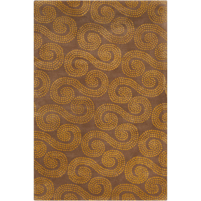 Tapis Mid-Century en laine brun touffeté à la main Stella