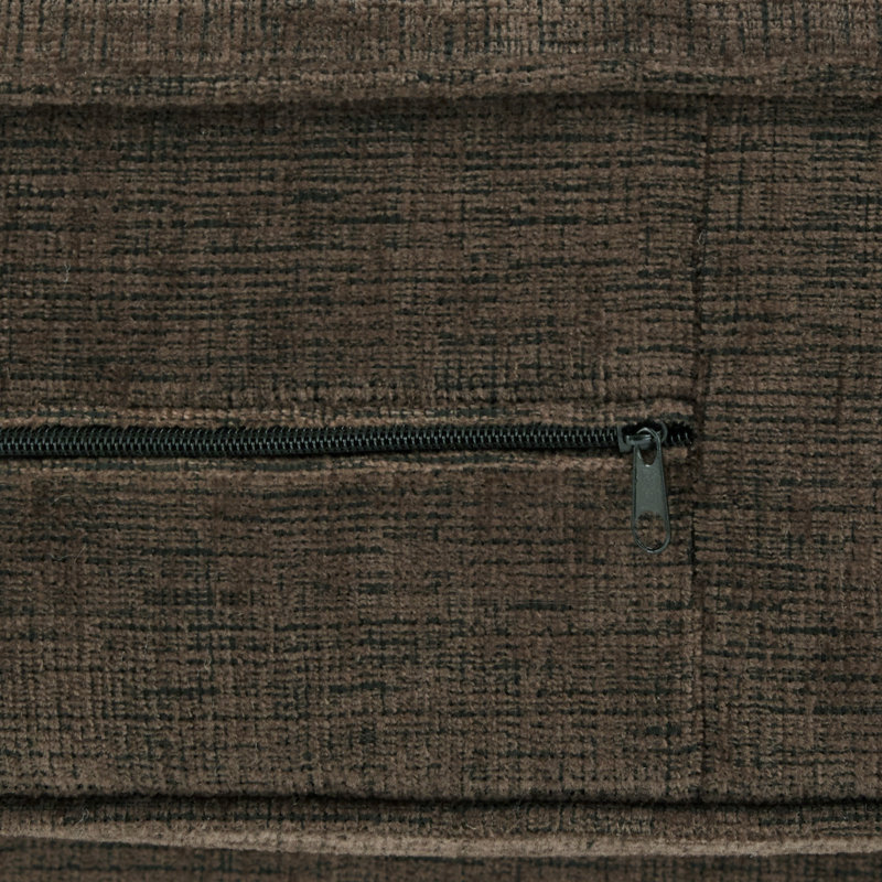 Chaise de salon en tissu à accoudoirs carrés et rembourrés de tissu moderne, Chenille brun