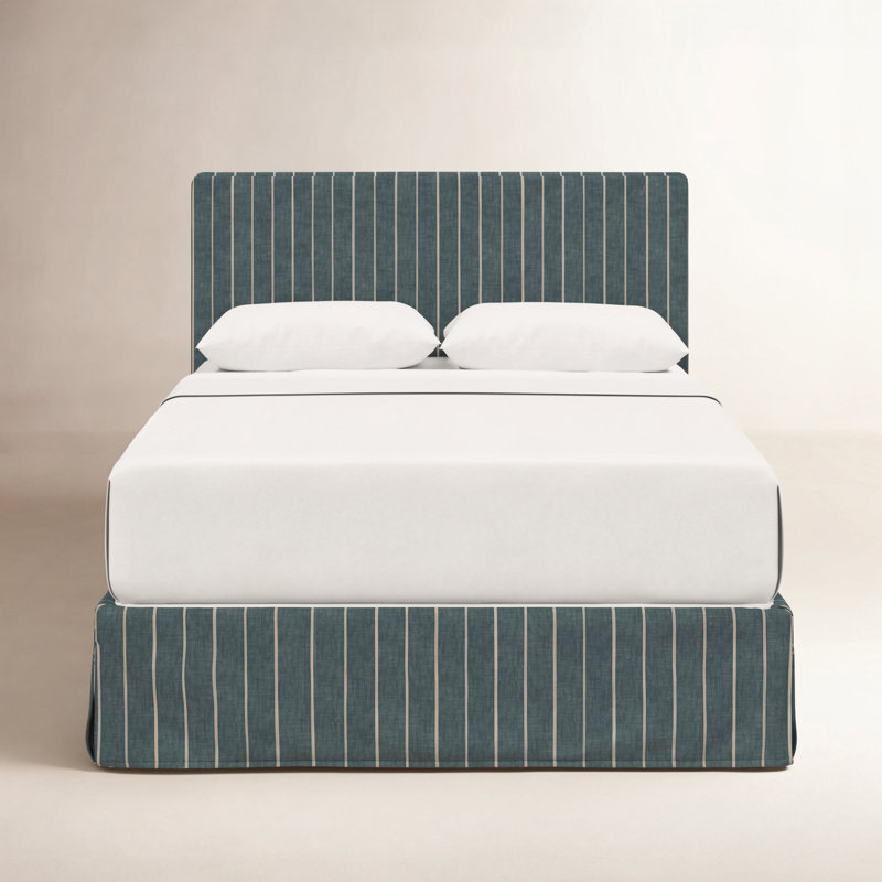 Lit tapissier Verona, Très grand, Rayures indigo Fritz