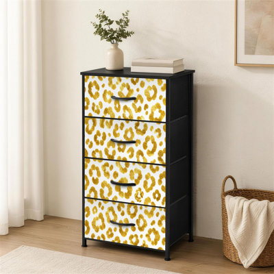 Commode 4 tiroirs pour chambre à coucher Guépard léopard doré à petits tiroirs pour commode avec commode