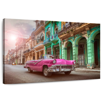 Voiture classique rose