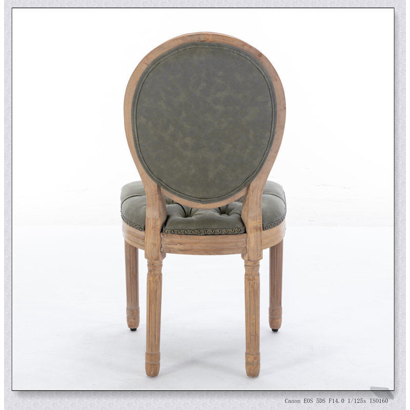French Style Solid Wood Frame Antique Chair with Hand-pulled Buckle Decoration, for Elegant Dining and Accent Seating
