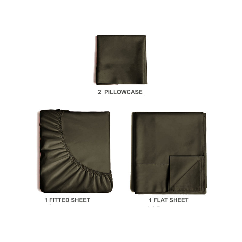  Ensemble de draps en rayonne de bambou 4 pièces Premium Luxury, Ensemble de draps pour lit simple avec deux taies 