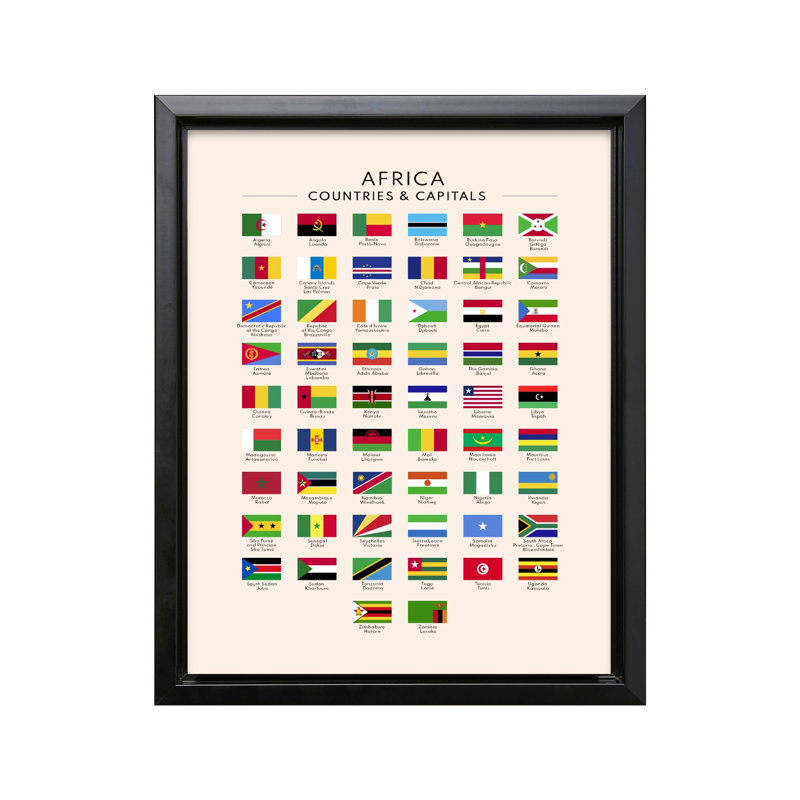 Drapeaux d'Afrique, 18"H x 24"W, Canvas, Black Framed