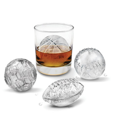 Tovolo Sports Ice Molds Set of 4 Football Baseball Basketball Soccer Ball, Assorted