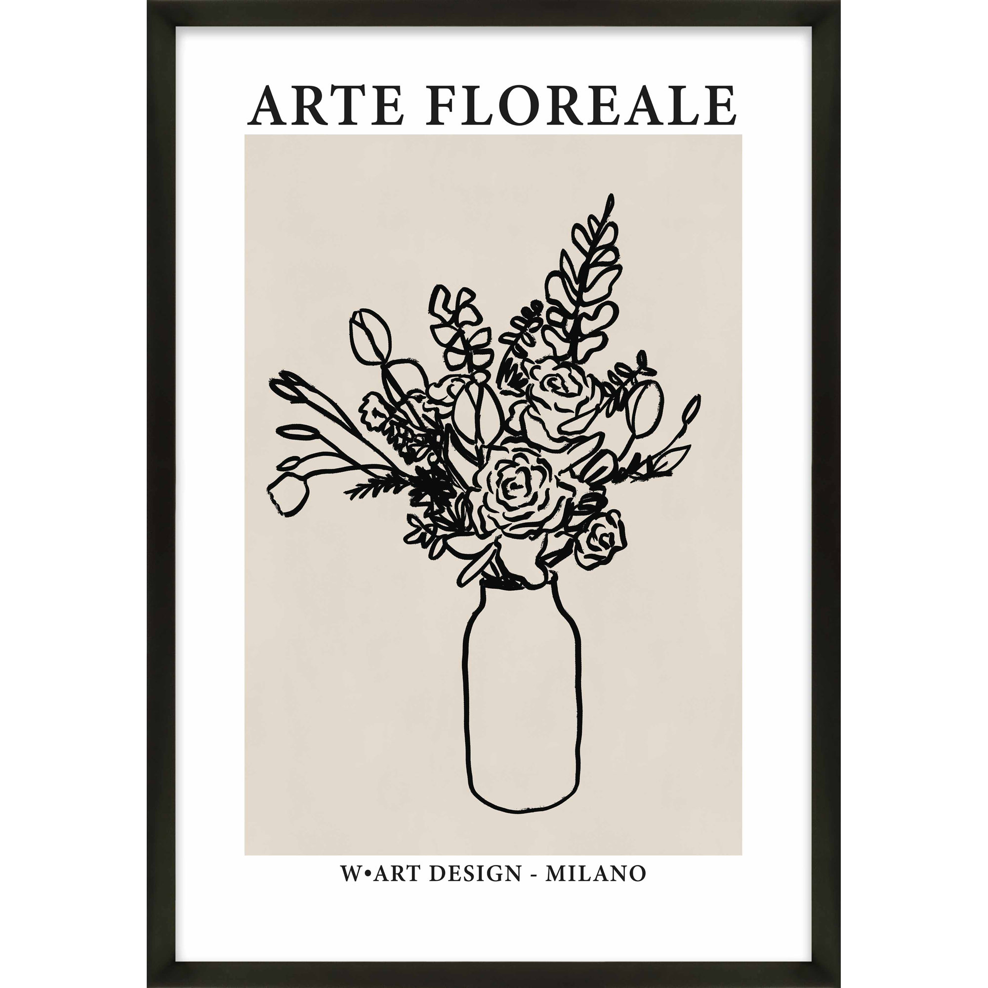 Arte Floreale 2 by Romina Gadler, 25" H x 17.5" W, Black Paper Framed
