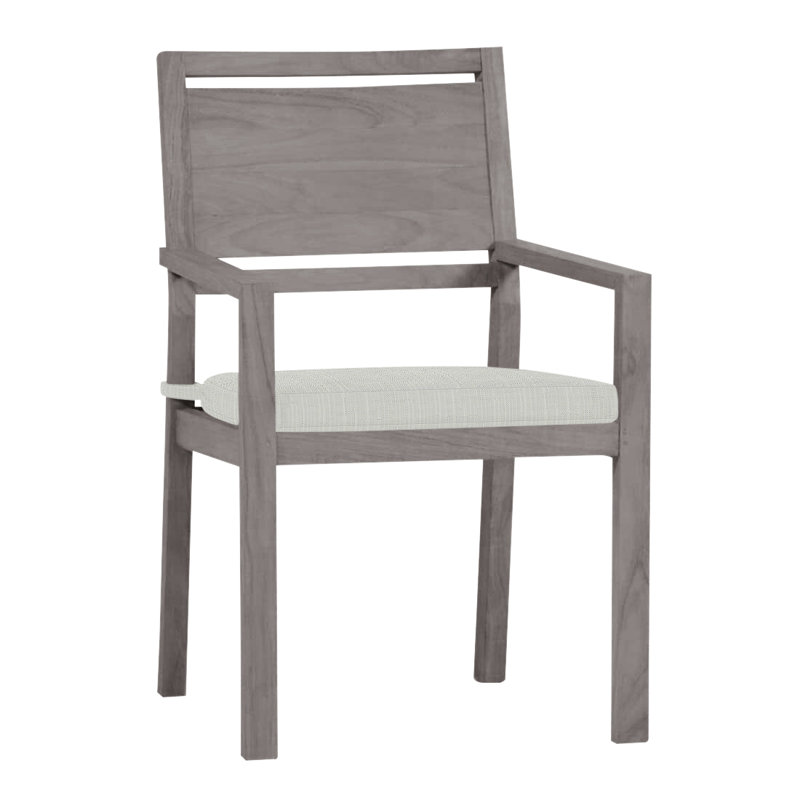 Avondale Patio Dining Armchair with Cushions, No Welt, Oyster Teak, Perigold Arigato Balsamic