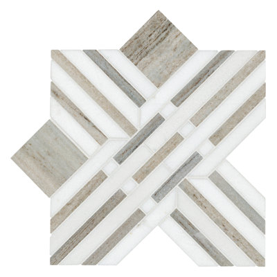 Brunello Geometric 12 in. x 12 in. Polished Marble Mosaic Floor and Wall Tile