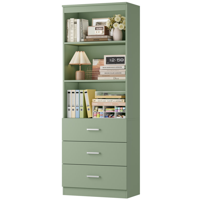 Kahler 70.9'' H x 23.6'' W Standard Bookcase with 3 Drawers, Green