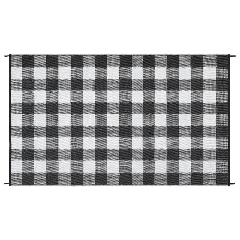 Tapis d'extérieur imperméable 9x12, Rectangle 9 pi x 12 pi, Noir / blanc
