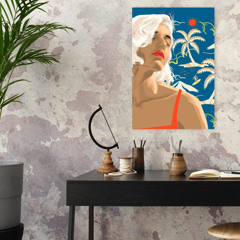 «Tropical Summer Dream Dreamy Peaceful Serene Palmier Coastal», art mural