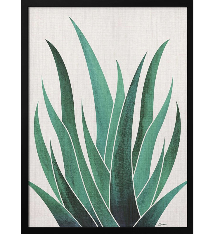 «Desert Agave Cactus», art mural texturé encadré, Noir, H 14 po x l 10 po