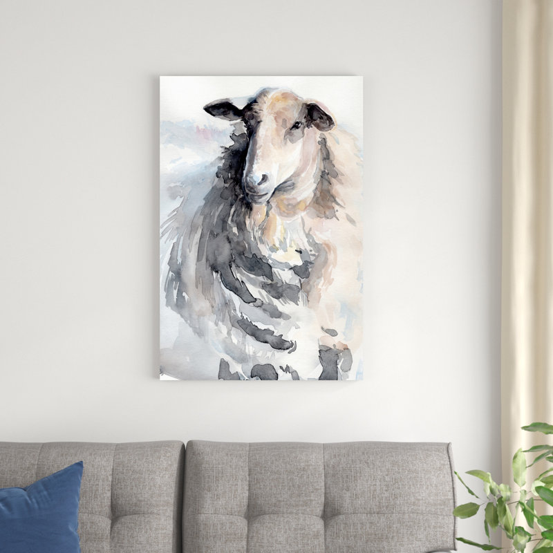 Aquarelle de moutons II, H 36 po x l 24 po