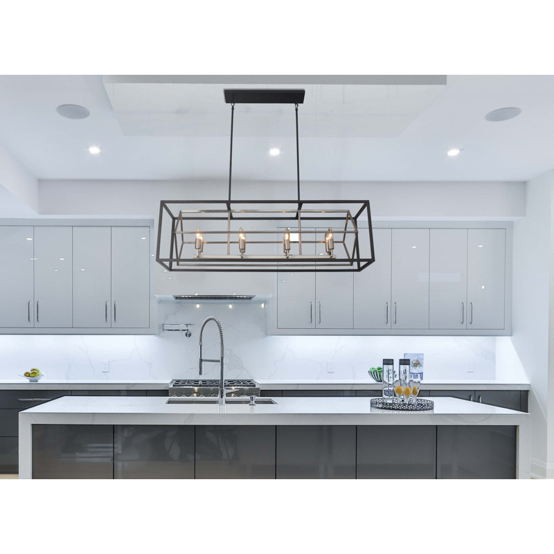 Lustre carré / rectangulaire à 8 lumières pour îlot de cuisine Muftah
