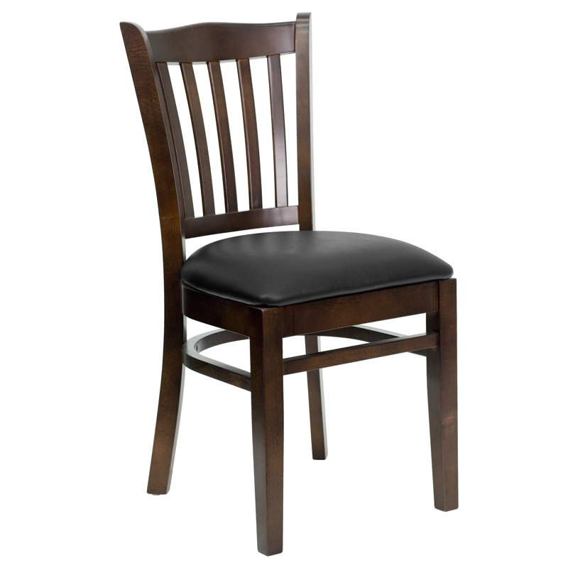 Prompton Vertical Slat Back Wooden Restaurant Chair, Black, Walnut