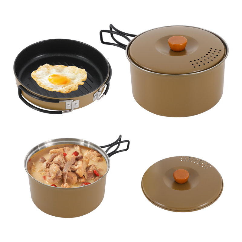 Ensemble de batterie de cuisine en acier inoxydable 3 pièces, Jaune