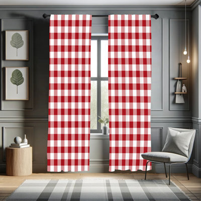 Charlton Home® Plaid Curtains, Lumberjack Buffalo Checks Art