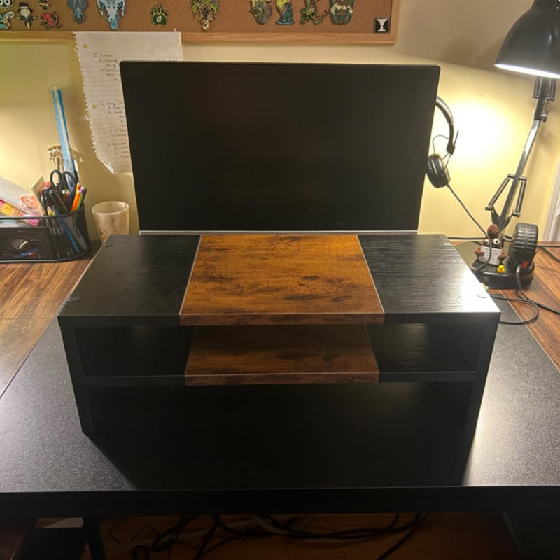 2 Tiers Desktop Monitor Stand, Black