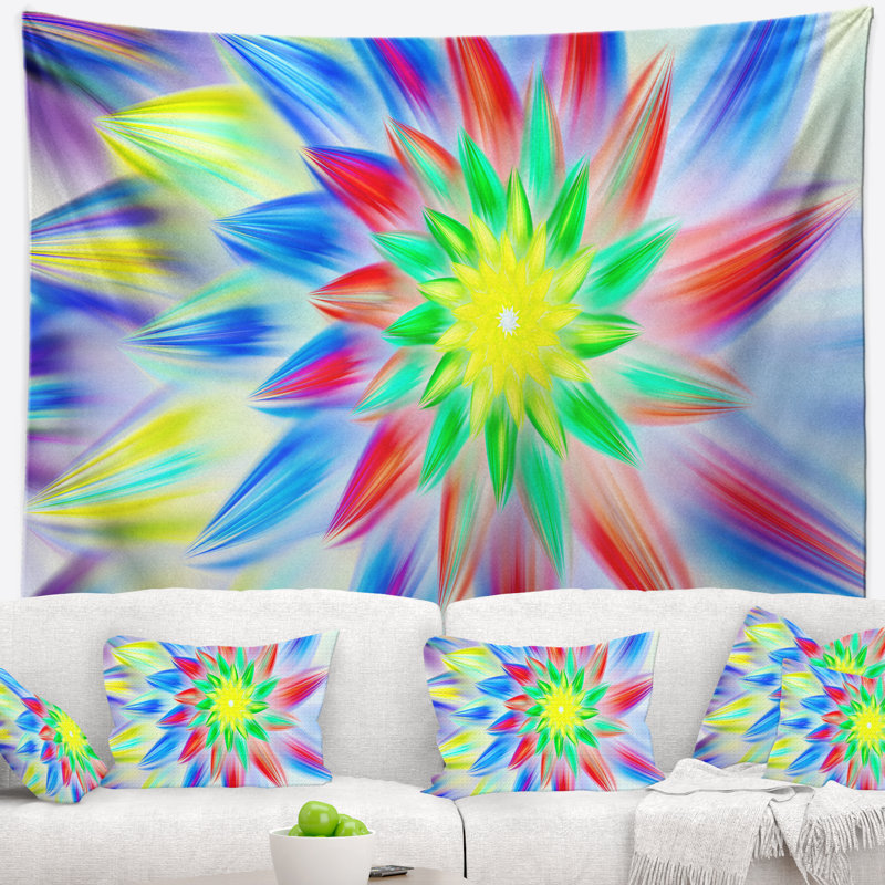 Tapisserie florale de pétales multicolores, H 78 po x l 92 po