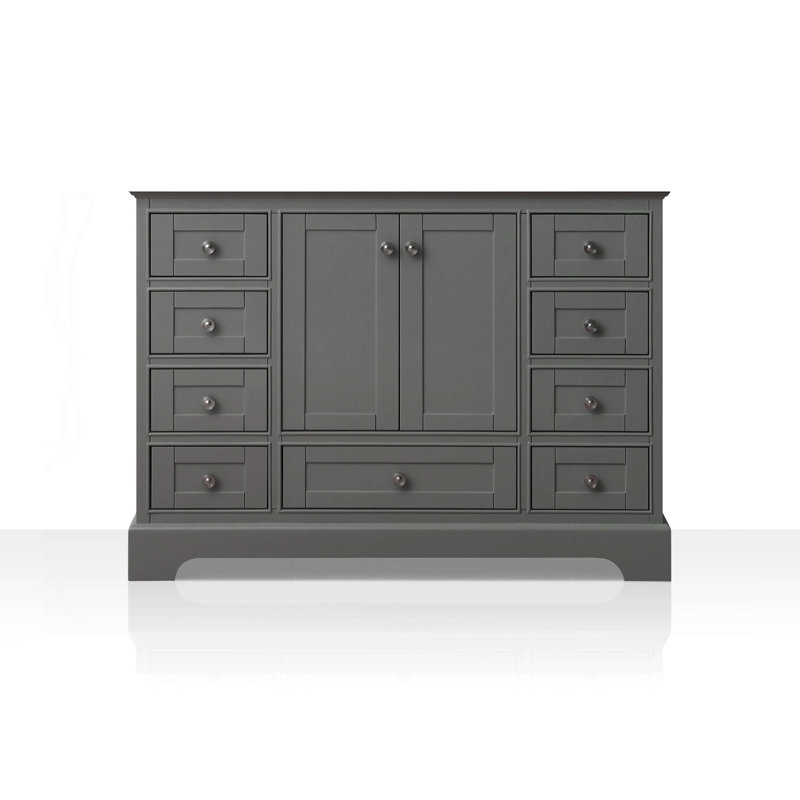 Audrey 48'' W Single Vanity, Carrara White, Brushed Nickel, Sapphire Gray